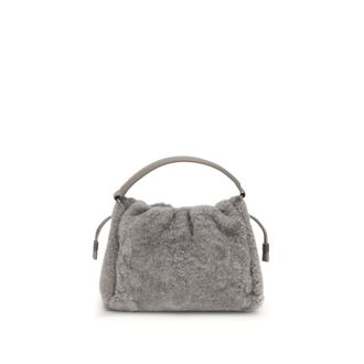 Brunello Cucinelli Gray Fur Shoulder Womens Bag