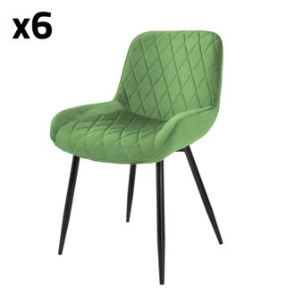ML Design Lote de 6 sillas de terciopelo, color salvia