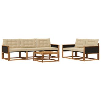 vidaXL Conjunto De Sof&aacute;s De Exterior Con Coj&iacute;n 6 Pcs Natural Y Beige Vidaxl