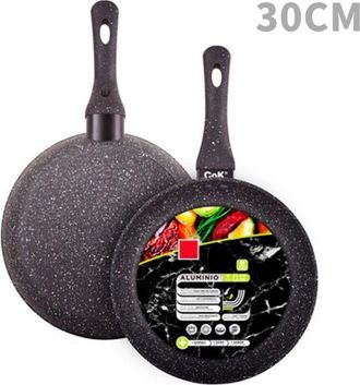 Trade Shop Trade Shop - Pan De Aluminio Con Efecto De Piedra Negra No Paja &Oslash;20 A 32 Cm - -di&aacute;metro 30cm