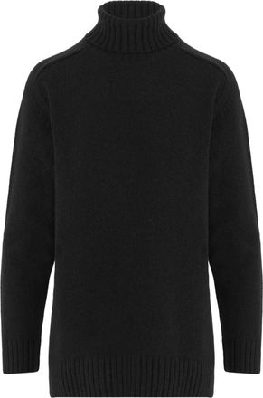 Bruno Manetti Black Virgin Wool Cashmere Turtle-Neck Sweater
