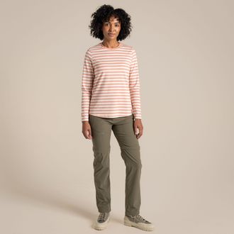Craghoppers Dames/Dames Akona Gestreept Nosilife T-shirt met lange mouwen (Klei)