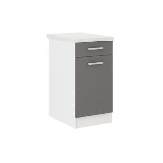 Les Tendances Ultra Meuble Bas De Cuisine L 40 Cm Avec Plan De Travail Inclus - Gris