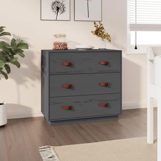 vidaXL Aparador Madera Maciza De Pino Gris 80x40x75 Cm Vidaxl