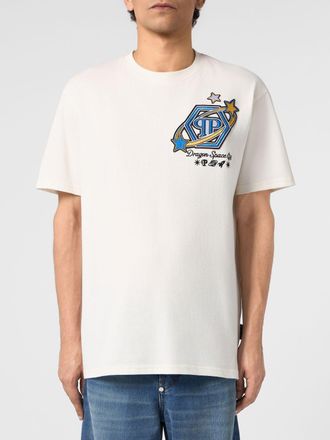 Philipp Plein T-shirt in cotone con logo Hexagon stampato a contrasto