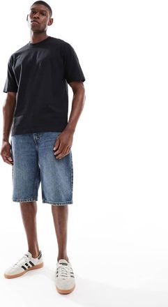 Levi's 469 - Pantaloncini di jeans larghi lavaggio scuro-Blu navy