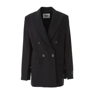 Msgm Blazers, female, Black, Size: L Double Breast Jacket