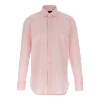 Finamore Napoli Shirt - Heren - Zakelijke Overhemden - Roze - 2XL - Katoen - Overhemden