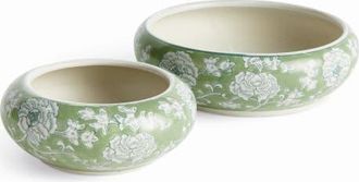 Napa Home & Garden Green & White Ceramic Imperial Lotus Low Pots, Set of 2 at Nordstrom