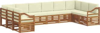 vidaXL Conjunto De Sof&aacute;s De Exterior 10 Uds. Natural Y Crema Vidaxl