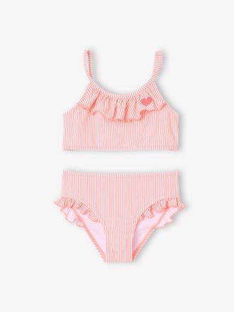Vertbaudet Bikini mit R&uuml;schen M&auml;dchen koralle