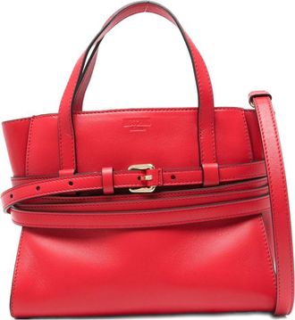 Moschino Structured Red Calf Leather Handbag