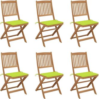 vidaXL Vidaxl - Sillas De Jard&iacute;n Plegables 6 Uds Y Cojines Madera Maciza Acacia