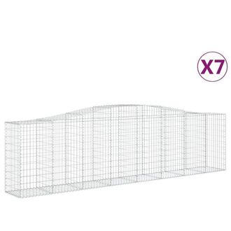 Berkfield Home Arched Gabion Baskets 7 pcs 400x50x100/120 cm Galvanised Iron in Silver