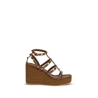 Valentino Garavani Wedges, female, Brown, 3 UK, Rockstud Torchon 95 Wedges
