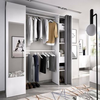 Dmora Armario Dmancin, Estructura Para Vestidor, Perchero Abierto, 177x52h205 Cm, Blanco Y Antracita - Dmora
