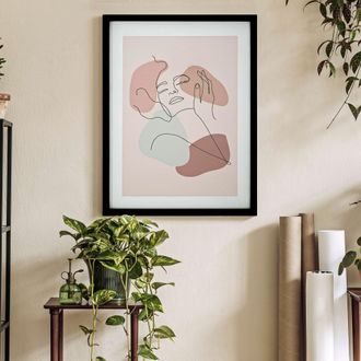 Dmora Cuadro Ilaro, Material De Vidrio, Madera Nobilitada, Estructura Verde, 35x47h Cm Rosa