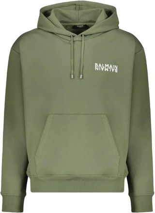 Balmain Logo Motif Hoodie - Heren - Hoodies - Groen - S - Katoen - Hoodies & sweatvesten