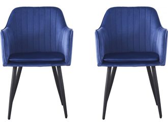 Habitat et Jardin Habitat Et Jardin - Conjunto De 2 Sillas De Terciopelo Con Reposabrazos velma - Azul