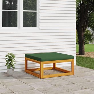 vidaXL Reposapi&eacute;s De Jard&iacute;n Madera Maciza Acacia Con Coj&iacute;n Verde Vidaxl