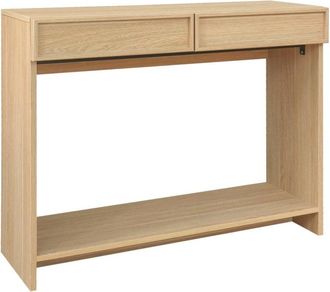 Sweeek Consola efecto madera con 2 cajones y estante, 100cm, natural