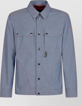 Moncler nylon silk jacket point collar chest pockets