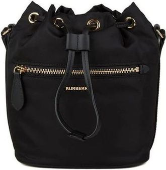 Burberry Bolso saco mediano de nailon con cord&oacute;n - Bags - Mujer - Negro - ONE SIZE