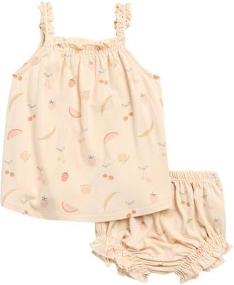 Rylee + Cru Fruit Lace Trim Swing Tank & Bloomers Set in Shell at Nordstrom, Size 12-18M