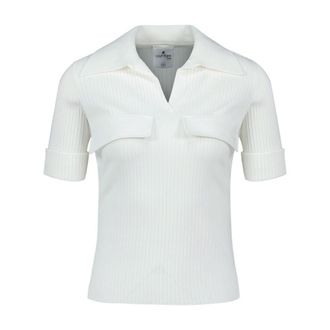Courr&egrave;ges Ribbed Viscose Polo - White
