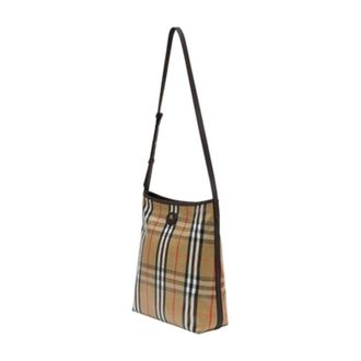 Burberry Womens Highlands Crossbody Bag Beige Cotton