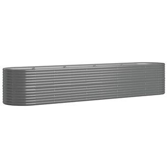 Berkfield Home Garden Raised Bed Powder-coated Steel 368x80x68 cm Grey | Size: 368 x 80 x 68 cm
