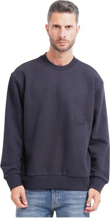 HUGO BOSS Truien - Heren - Sweatshirts - Blauw - M - Katoen - Hoodies & sweatvesten