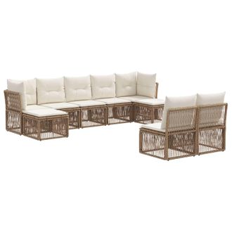 vidaXL Conjunto De Sof&aacute;s De Jard&iacute;n 9 Pcs Beige Rat&aacute;n Sint&eacute;tico Vidaxl