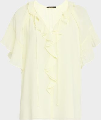 Kobi Halperin Vale Raglan-Sleeve Ruffle Blouse