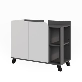 Vicco Mueble Bajo Lavabo Karen, Antracita/blanco, 80 X 65 Cm Con 2 Puertas, Vicco