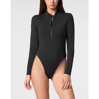 Plein Sport Sport Body Suit Ls Women in Black at Nordstrom, Size Xx-Large