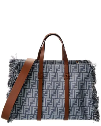 Fendi Fendi Summer Ff Denim & Leather Tote