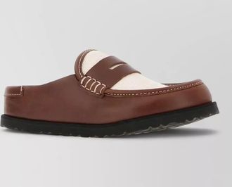 Birkenstock leather raffia loafers