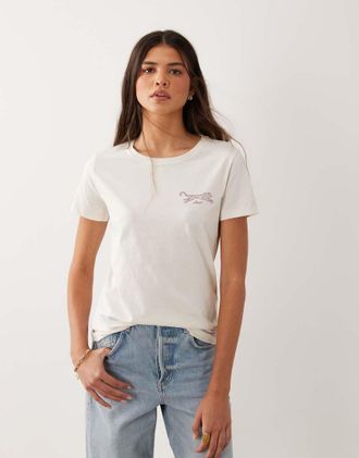 Boss Orange by Hugo Boss T-shirt color crema con scritta del logo-Bianco
