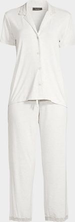Natori Feathers Essentials Lace-Trim Jersey Pajama Set