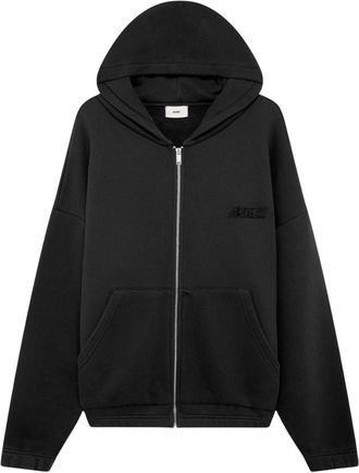 Autry Katoenen sweatshirt met logo - Heren - Vesten met rits - Zwart - XS - Katoen - Hoodies & sweatvesten