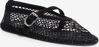Alaia Ballerinas mit runder Kappe aus Netzstoff mit Strasssteinen