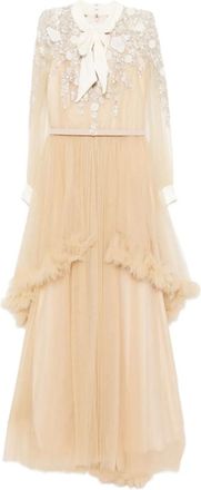 Saiid Kobeisy embroidered velvet gown - Neutrals