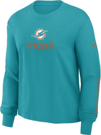 Nike Miami Dolphins Boxy Nike Womens NFL Long-Sleeve T-Shirt in Blue | 01N23GT9P-2QV