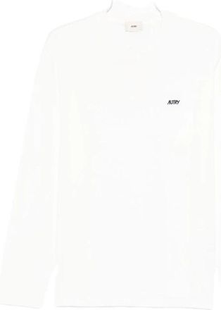 Autry Long-sleeve Embroidered Logo Tee - Heren - Longsleeves - Wit - L - Katoen - Tops