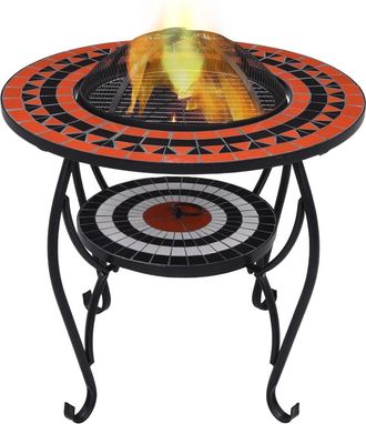 vidaXL Vidaxl - Brasero Mesa De Mosaico Cer&aacute;mica Terracota Y Blanco 68 Cm