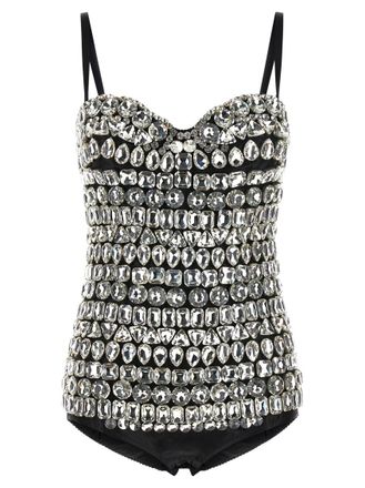 Dolce & Gabbana Silver Crystal Bodysuit
