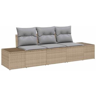 vidaXL Conjunto De Sof&aacute; De Jard&iacute;n Con Coj&iacute;n 3 Pcs Beige, Gris Claro Vidaxl