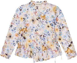 Munthe Floral Wrap Blouse Peplum Zoom - Dames - Blouses - Veelkleurig - M - Overhemden