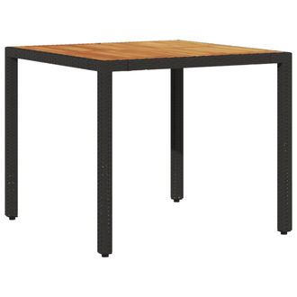 vidaXL Mesa De Jard&iacute;n Superficie Madera Acacia Rat&aacute;n Negro 90x90x75 Cm Vidaxl